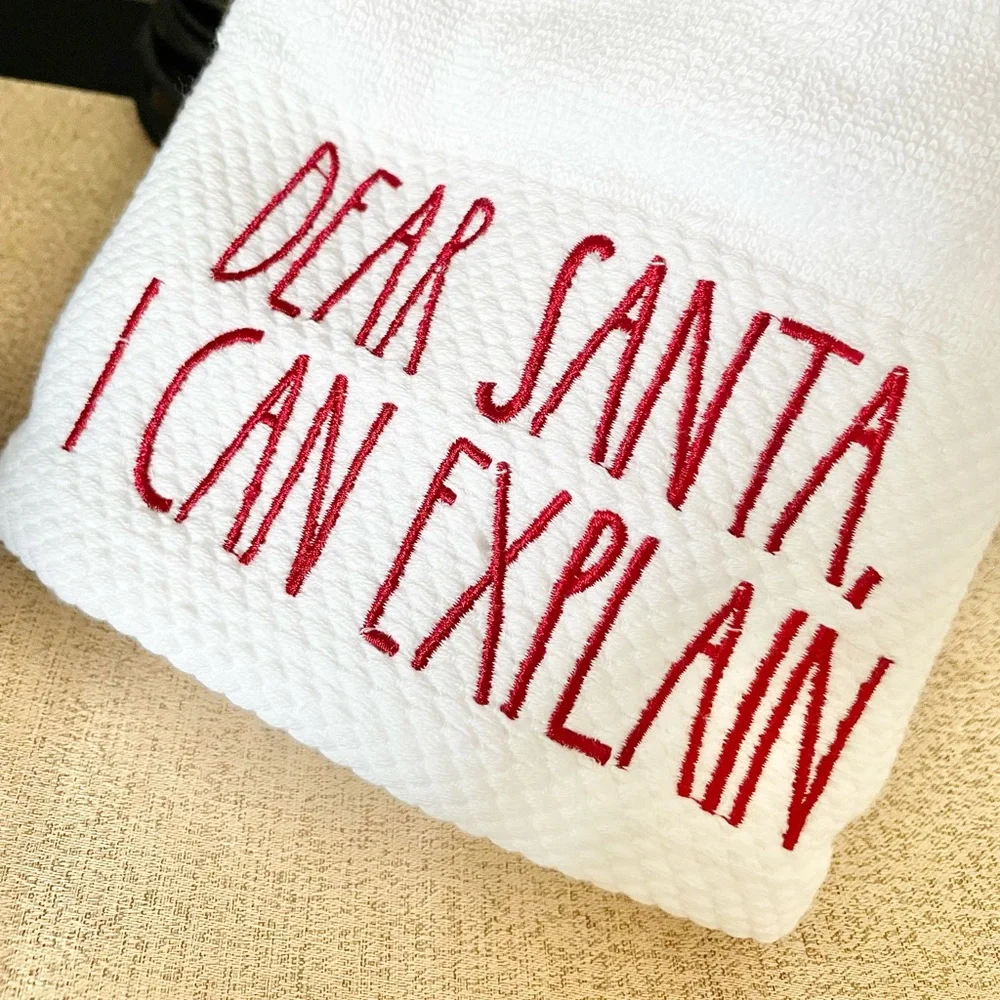 New Rae Dunn SET OF 2 SANTA I CAN EXPLAIN Bathroom Hand Towels